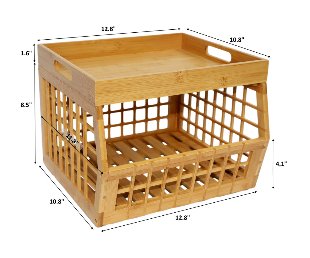 Open Front Stackable Bamboo Storage Bins with Lattice Design – altCooking  Hub