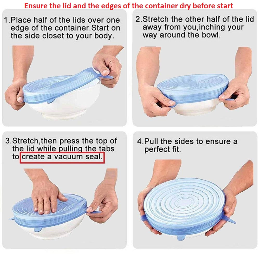 6 Pcs Silicone Stretch Lids Pan Cooking Bowl Pot Lid Cover Reusable Silicone  Food Wrap Keeping Fresh Seal Kitchen Tools – the best products in the Joom  Geek online store