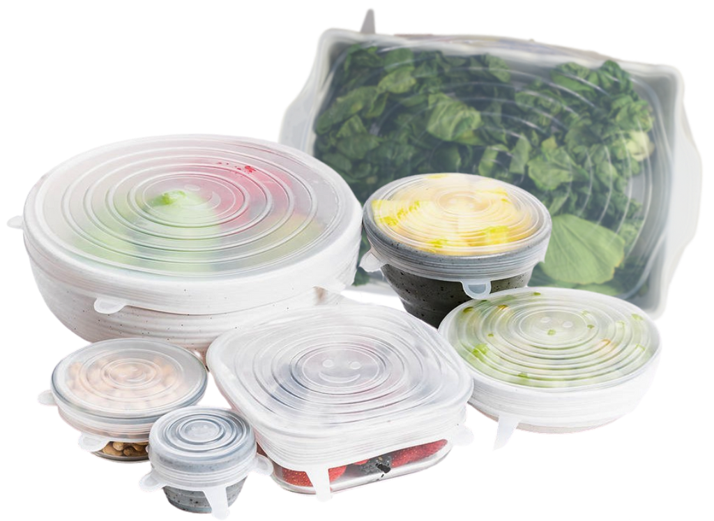 Sustainable Kitchen Bundle (Reusable Silicone Lids, Glass Straw, & Mesh  Bag)